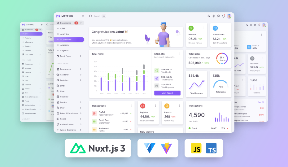 materio vuetify nuxtjs admin template