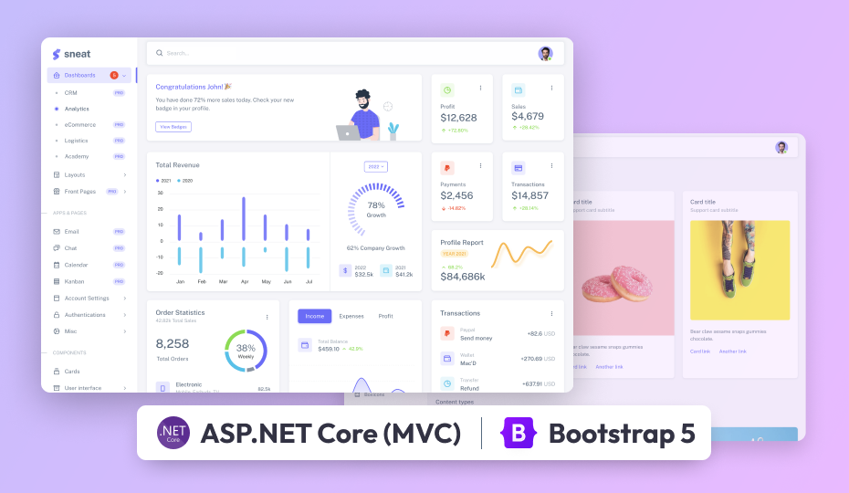 sneat free asp net core free admin template