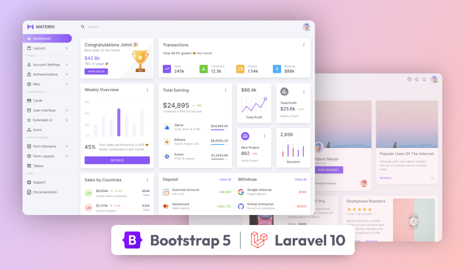 materio dashboard free laravel