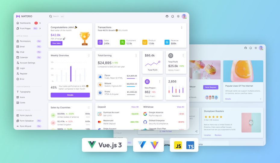 free vuetify vuejs admin template
